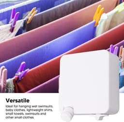 Dailygoods- Waslijn Uittrekbaar 6M - Wanddroogrek - Verstelbaar - Roestvrij Staal - Draagbaar - Heavy Duty 50 Lbs Capaciteit - Kledinglijn — thumbnail 2