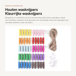 Dailygoods- Wasknijpers 50 Stuks - Houten Wasknijpers - Kleine Wasknijpers - Mini Wasknijpers - Fotoclips - Jute Koord 10m - Fotoknijpers — thumbnail 1