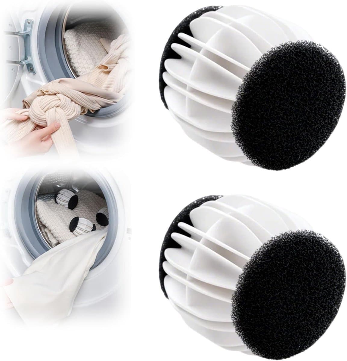 Wasbollen voor wasmachine - Wasballen voor Huisdierenhaar – Herbruikbaar – Anti-Klit en Reinigend – Geschikt voor Wasmachine - 2stuks - 6.5cm — afbeelding 1