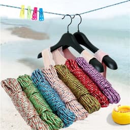 Waslijnen - Drooglijnen - Buiten Droge Kleding - Antislip Nylon Materiaal - 2 Stuks 9 Meter - Willekeurige Kleur — thumbnail 2