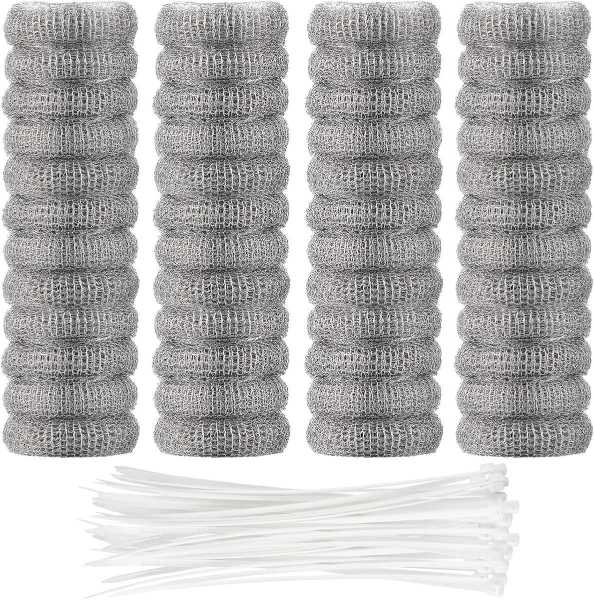 48stuks pluizenfilters voor wasmachines, roestvrijstalen pluizenvangers, wasfilter voor wasmachineslang met 48kabelbinders — afbeelding 1