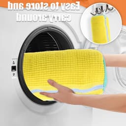 Herbruikbare waszak voor schoenen met rits en 360° reiniging van pluis, gele waszak voor de wasmachine — thumbnail 3