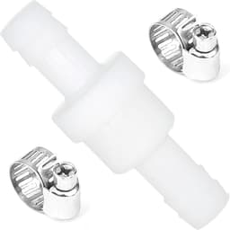 Inline terugslagklep met 2 slangklemmen - 10 mm diameter voor wasmachine, droger, water en luchtgebruik — thumbnail 1