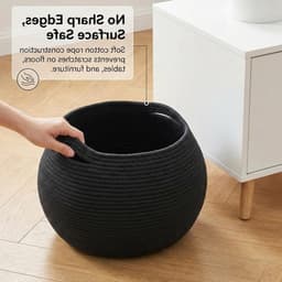 SnelShoppen - Wasmand Klein, Opbergmand Gevlochten, Zwarte Wasmand 25 x 21 cm, Rond, Vouwbare Multifunctionele Opbergmand voor Beddengoed, Handdoeken, — thumbnail 5