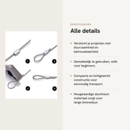 Dailygoods- Draadkabel 50 Stuks - Aluminium Kabeldraad - Zilveren Krimpring-Hulsklem - Geschikt voor Hondentouw/Waslijn - Diameter 8 mm - Laag Gewicht/Hoge Prestaties - Staaldraad — thumbnail 4