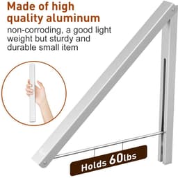 Dailygoods- Vouwen Hanger Ruimtebesparend - Intrekbare Muur Houder - Kledinghanger Antislip - Ideaal voor Kleine Ruimtes - Tot 27 kg Belastbaar - Eenvoudig Opvouwbaar - Muurhanger — thumbnail 4