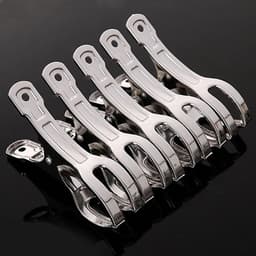 Roestvrijstalen wasknijpers - Metalen clips - Wasgoed drogen - Sterke klemming - 5 stuks - Zilver — thumbnail 2