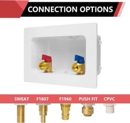 Wasmachine Outlet Box - Wateraansluiting - Aansluiten Water - Inclusief Waterstop - 10 x 6.5 Inch - Wit — thumbnail 4