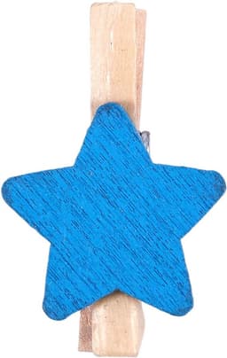Houten Wasknijpers - Decoratieve Pinnen - Kaarten Bevestigen - Ster Decoratie - 50 Stuks - Blauw — thumbnail 5