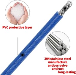 Waslijn - Drooglijn Buiten - Kleding Drogen - Weerbestendig PVC - 50 meter - Blauw — thumbnail 4