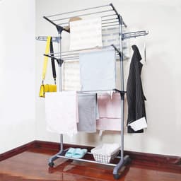 homewell Drying rack, tumble dryer, tower with wheels, space-saving tower laundry rack with 6 folding wings and 2 rotating side wings (grey, single lever) — thumbnail 4