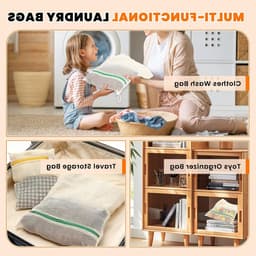 Set van 3 Katoenen Waszakken met Rits - Ideaal voor Wassen, Organiseren en Reizen - Maten 30 x 20 / 40 x 30 / 50 x 40 cm — thumbnail 2