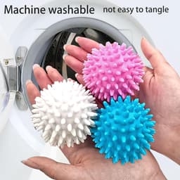 SnelShoppen - Tumble Dryer Balls Set van 6 - Herbruikbare Siliconen Wasballen voor Droger en Wasmachine, Energiebesparende Vezelverzachter en Anti-Tan — thumbnail 3