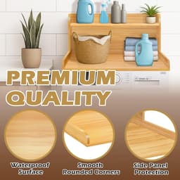 Wasmachine Aanrecht - Droger Plank - Wasruimte Organiseren - Verhoogde Rand - 70 x 70 x 35 cm - Eiken — thumbnail 2
