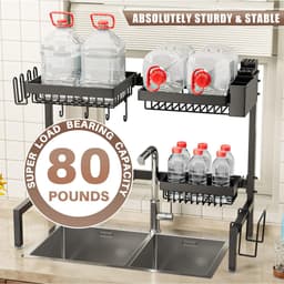 2-laags uitschuifbaar metalen groot afdruiprek voor boven de gootsteen, keuken afdruiprek, ruimtebesparend, 24,8-35,4 inch. — thumbnail 3
