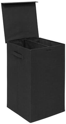 5Five Eureka sorteer wasmand - 74 liter - zwart - 37 x 37 x 60 cm - MDF/Polyester stof - met afsluitklep — thumbnail 2