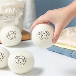 Wollen Drogerballen - Natuurlijke Wasverzachter - Hypoallergene Was Hulp - Herbruikbaar Energiebesparend - Milieuvriendelijke Ballen - Voor Iedereen - Wit - 7cm - 6 Stuks — thumbnail 4