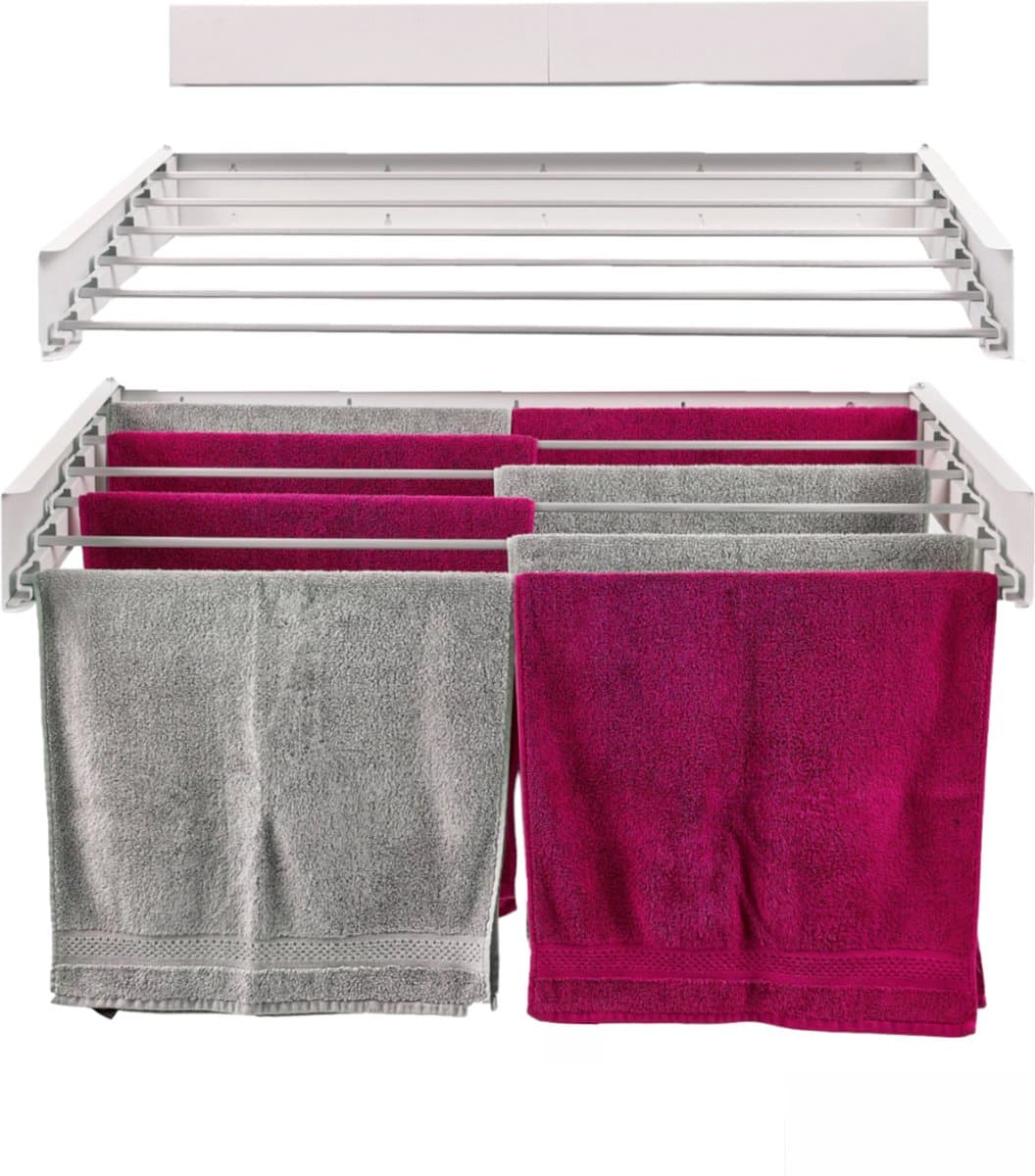 Foxydry Hide 101 cm Wit - Droogrek wandmontage - Intrekbare waslijn voor aan de muur - Kleur Wit - 101 x 50 x 13 cm — afbeelding 1