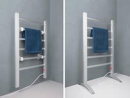 Elektrische handdoekradiator met 6 stangen - Vrijstaand en Wandgemonteerd - Aluminium Grijs - Handdoekverwarmer voor Badkamer — thumbnail 5
