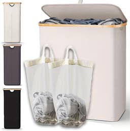 Bovista Wasmand 2 Vakken - Wassorteerder - Laundry Basket - Bag - Wit - 100 Liter — thumbnail 5