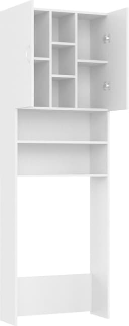 Wasmachine ombouw - Kast - Opbouwmeubel - Verhoger - Wasmachine meubel - Opbergkast - Hout - 64x25,5x190 cm - Wit — thumbnail 4
