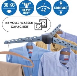 Tatkraft® PINE Inklapbaar Droogrek 42 kleding hangers - Droogtoren - Wasrek - Droogrek Hangend - Wasrek Inklapbaar - Droogmolen - Opvouwbaar Staand Kleding Droogrek - Wasdroogrek - Droogrekken - Wasrek Staand - Voor Badkamer/Balkon/Binnen/Buiten — thumbnail 4