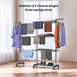 Wasrek Inklapbaar op Wieltjes - Droogmolen - Droogtoren Staand — thumbnail 3