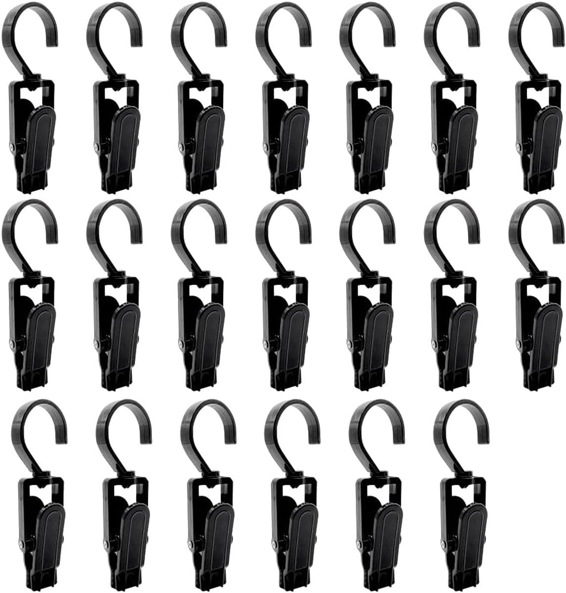 20 stuks antislip draagbare clips - 360° draaibare clips - clip voor reishoed,sjaal, sokken (zwart) — afbeelding 1