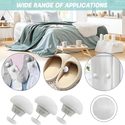 20 Stuks Witte Duvet Cover Clips 3x2.5cm Bed Sheet Tensioners Deck Clips Non Slip met Knopen - Voor Dekbedovertrekken Lakens Gordijnen etc. — thumbnail 4