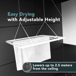 Kledinghanger 70x50cm 56m Droogoppervlak 25m Mini Verticaal Opvouwbare Kleding Droger Metaal met Pvc-Vrije Plastic Coating Witte Hangende Droger - Eric Plafond — thumbnail 2
