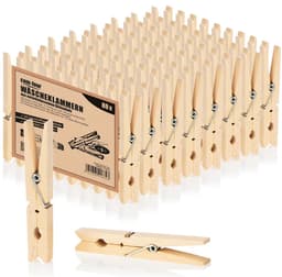 Duurzame XL Wasknijpers van Berkenhout - Natuurlijke en Milieuvriendelijke Houten Klemmen voor Kleding (80 Stuks) — thumbnail 1
