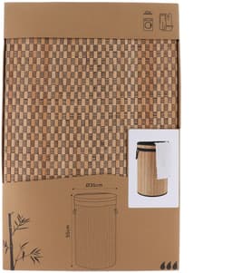 Tendance Wasmand met deksel bamboe - naturel/zwart - rond - katoen/bamboe - 67 liter - 35 x 35 x 55 cm — thumbnail 3