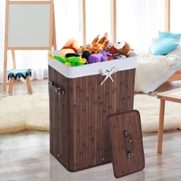 Bamboe wasmand 72 L - Luxe wasmand - Wassorteerder - Donkerbruin - L40 x B30 x H60 cm — thumbnail 2