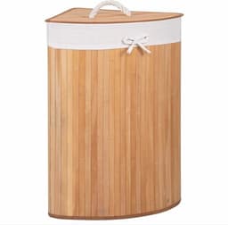 Bathroom Solutions Wasmand - bamboe hout - met deksel - naturel - 35 x 35 x 60 cm - 70 liter - opvouwbaar — thumbnail 5