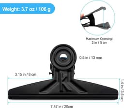 Extra Grote Bulldog Clips Zwart, 2 PCS 20cm RVS Huge XL Bull Paper Clip Clamps (7 7/8 inch) — thumbnail 2