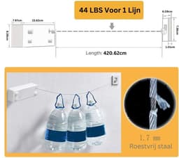 DailySupplies® Waslijn Uittrekbaar - Wanddroogrek - Wasdraad - Grijs — thumbnail 5