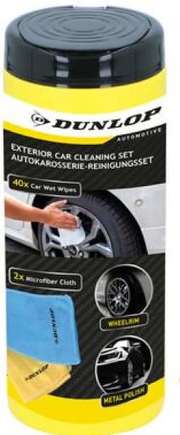 Dunlop Autoreinigings set - 3-delig - 2x microvezeldoek - 40x vochtige doekjes - poetsen — thumbnail 2