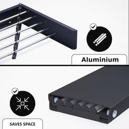 Inklapbaar Wanddroogrek - Ruimtebesparend Droogrek voor Wasgoed - Aluminium Zwart (100 x 50 cm) — thumbnail 3