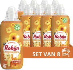 Robijn Classics Wasverzachter - Passiebloem & Bergamot - bevat 95% biologisch afbreekbare ingrediënten - 8 x 33 wasbeurten — thumbnail 1