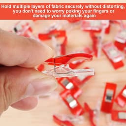 Naaiclips Stof - Quiltklemmen Hobby - Handwerken Naaien - 200 Stuks Set - 27x11x15 mm - Rood — thumbnail 3