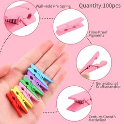 100 Houten Mini Wasknijpers met Jute Touw voor Foto's en Knutselen in Kleur — thumbnail 3