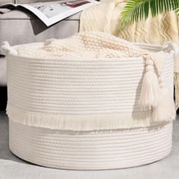 Geweven Opbergmand - Wasmand - Opbergmand - Wasmanden - Multifunctionele Katoenen Touw Mand voor Dekens, Speelgoed of Was - 50 x 50 x 33 cm — thumbnail 1