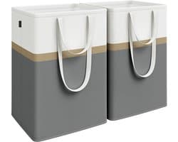 SONGMICS - Wasmand - Wasmanden Set van 2 - Opvouwbaar - Met Korte en Lange Handgrepen - Gemakkelijk te Dragen en Reinigen