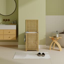 Wasmand Jystiand bamboe met waszak 62x45x45 cm naturel 79 L [en.casa] — thumbnail 1