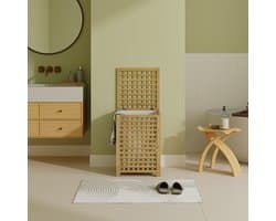 Wasmand Jystiand bamboe met waszak 62x45x45 cm naturel 79 L [en.casa] — afbeelding 1