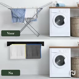 Jubbly® - Wanddroogrek 120cm - Wasrek Inklapbaar - Wasrek Hangend - Droogrek - Inklapbaar Droogrek - Droogrek Muur - 8.4 Meter Drooglengte - Wit — thumbnail 3