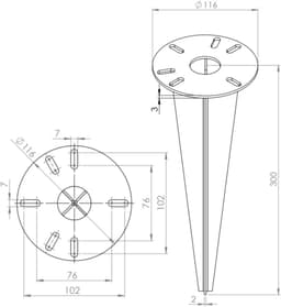 Grondanker voor tuinen - Ø 116 x 300 mm met kabeldoorvoer - Gegalvaniseerd staal — thumbnail 1