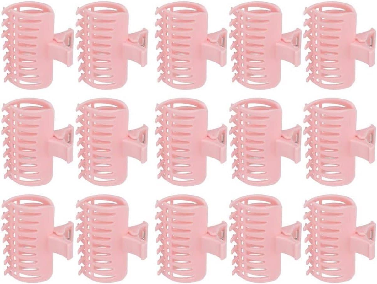15 Stuks Grote Haarclips voor Krulspelden en Kappers Gebruik - Roze — afbeelding 1