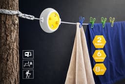 HEM Uittrekbare Waslijn 8 Meter – Oprolbaar & Draagbaar – Met 6 Klemmen – Camping & Reizen – Caming Waslijn — thumbnail 2
