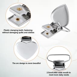 10 stuks - Hartvormige clips - Metalen clips - Zilverkleurige beddengoedclips - Lakenshouders - Antislip dekbedclips - Knutselclips - Geschikt voor bedbumpers, slabbetjes, kledingaccessoires en het maken van speenkettingen — thumbnail 3